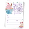 Cupcake Invitations Birthday (20 Count With Envelopes) - Watercolor Cupcakes