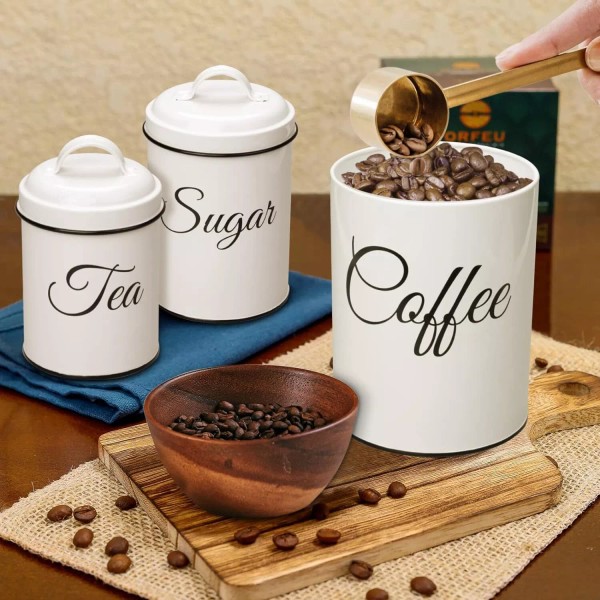 Unbranded Set of 3 Kitchen Coffee Tea Sugar Containers Storage