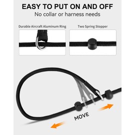 Joytale Tangle-Free Slip Leads for Dogs, 6 FT Slip Leash with Padded Double Handle, Reflective Nylon Training Leash for Small Medium Dogs 15-40 Lbs, Black/Hot Pink