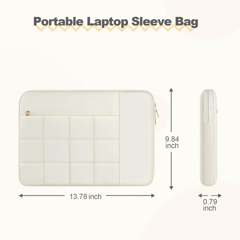 HSUWQLK Laptop Case 13.3 inch,13-13.3 inch Puffy Laptop Sleeve, Sand