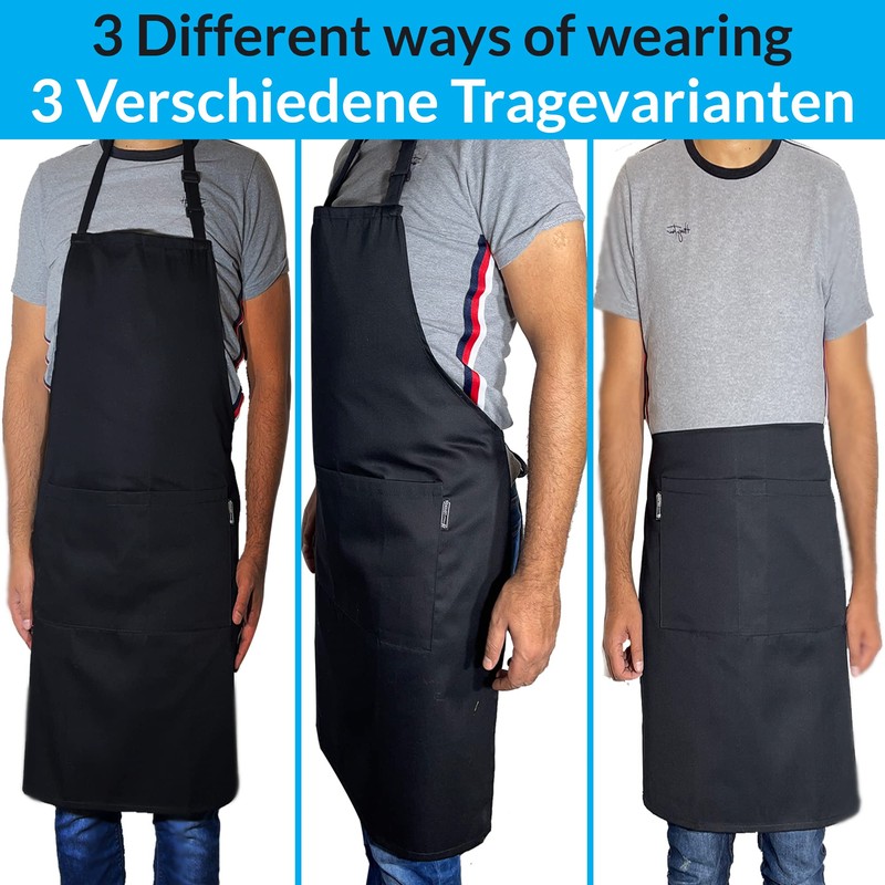 LEFUNDA® Pack of 3 Aprons, Waterproof Apron with 3 Pockets,