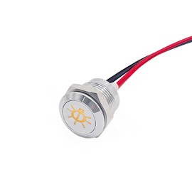Taiss LED Indicator Pilot Dash Light (Exterior Light Failure) Yellow, 1/2"(12mm)12V LED Metal Signal Indicator Light. F-009-ZM-Y