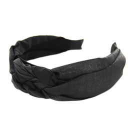 axy HRZO1 Headband with Two Different Fabrics and Braid Detail – Beautiful Vintage Look Headband Hair Accessories Women's Headband Black