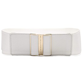 Beltox Womens 3" Wide Belt Elastic Stretch Cinch Waistband Lady Cummerband (30-51", White Belt)