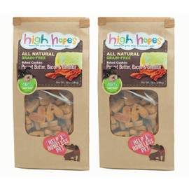 High Hopes (Every Sale Gives Hope to Homeless Pets Peanut Butter, Bacon and Cheddar Baked Dog Treats, 10 Ounce Bag (Pack of 2), All Natural Dog Treats, Grain Free Dog Biscuits, Baked Dog Cookies
