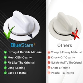 BlueStars UNBREAKABLE WE1M654 Dryer HEAVY DUTY Timer Knob with Metal Ring - Compatible with GE & Hotpoint Dryers - Replaces AP3995098 WE01M0443 WE1M443 - PACK OF 3