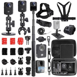 PellKing Accessories Kit for DJI Osmo 360,Included Carrying Case with Belt,2 Pcs Metal 1/4" Adapter,Handlebar Clamp,Magnetic Mount,43in Selfie Stick,Chest Strap,Head Strap,Backpack Mount,and Others