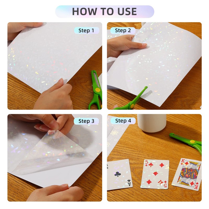36 Sheets Holographic Sticker Paper, Clear Vinyl Sticker Laminate Film