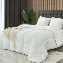 KUSNUG Bedding Comforter Duvet Insert-All Seasons Soft Breathable Down Alternative Comforter, Quilted Fluffy White Comforter King Size with Corner Taps, Box Stitched Hotel Collection(106"x90")