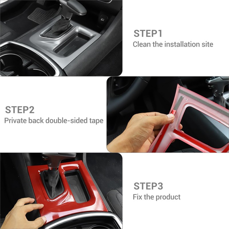 PDKLIN for Charger Gear Shift Panel Cover Trim Red Compatible