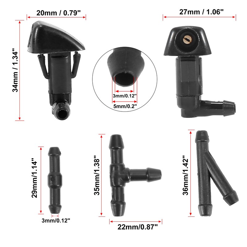X AUTOHAUX Front Windshield Washer Nozzles Kit with 2 Meters
