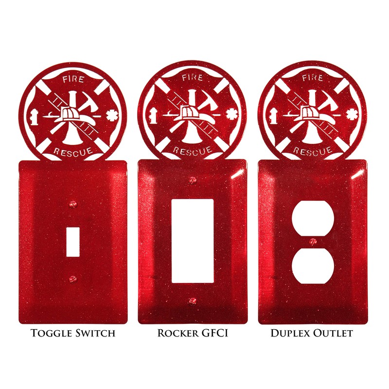 SWEN Products Fire Rescue Wall Plate Cover (Double Switch, Red)