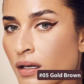 Kaely Gold Brown Gel Eyeliner,Smooth Eye Liner Waterproof Smudge Proof,Multi-Use Pencil Eyeliner,Built in Sharpener,Longwearing Eye Makeup,Vegan,delineador de ojos contra el agua,05