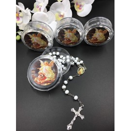 12 - Guardian Angel Favors Rosaries Cross Scented White Recuerdos de Bautizo Rosario