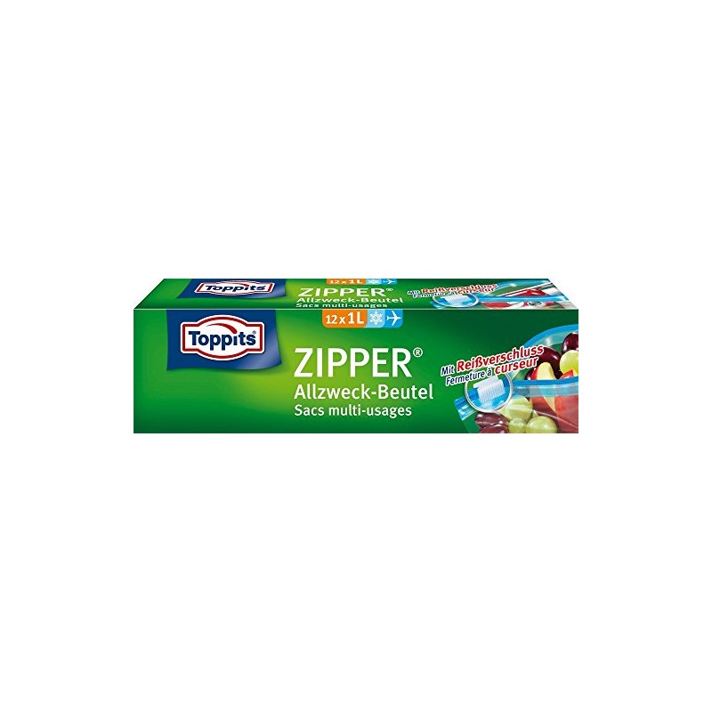 Toppits Zipper Allzweck-Beutel 1 Litre Transparent, 12 Stück