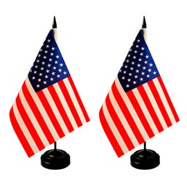 2 Pack American Desk Flag, USA US Table Flag, US Diplomat Flag Set- American Flag,Office Flag,Table Decoration, 8 x 5.5 inches - Vivid Color and Fade Resistant