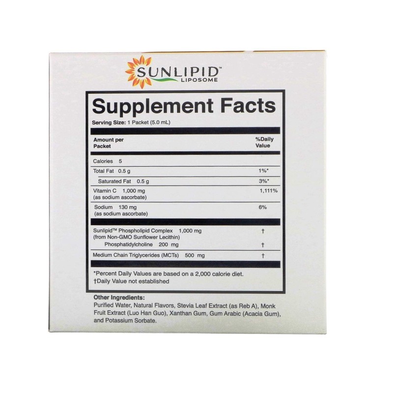SunLipid Liposomal Vitamin C with MCT Oil, 30 Packets, 0.17