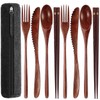 Busnos Reusable bamboo Utensils for Eating 8 Pcs Travel Wooden