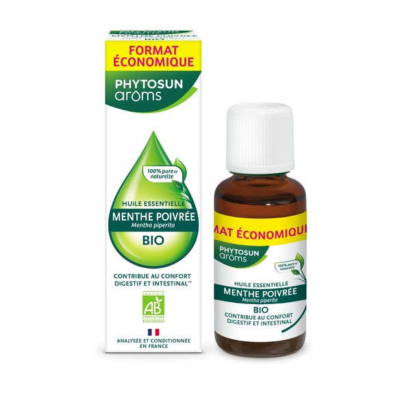 Phytosun Arôms Ätherisches Öl der Pfefferminze Bio – 100% rein und natürlich – trägt zu Komfort des Verdauungs und Darms – 30 ml
