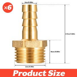BieMian Brass Hose Nozzle 1/2 Inch Male x 3/8 Inch Nozzle, Hose Nipple G1/2 Inch (20.3 mm) Male x 3/8 Inch Nozzle Screw Connection, Plug Adapter Hose Connector 10 mm Barb x G1/2 Inch Pipe Adapter Pack