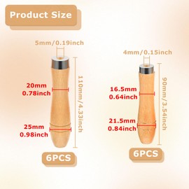 Pack of 12 File Handles, Wooden Handle, File Handle, Wood File Cutting Tool Handle, Wooden Handle with Strong Metal Collars, Wood File Handle for File Handle, Woodworking and Chiselling