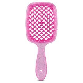 Detangling Brush for All Wet or Dry Hair Types - Pain-Free Brushing, Vented Hair Brush -Lightweight Handle with Extreme Flex to Contour to Scalp (Pink Glitter)