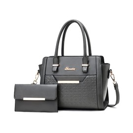 NICOLE & DORIS Large Women's Bag Handbag with Card Slots Fashion Women Bag Women's Leather Handbag Designer Women Shoulder Bag 2-Piece Set, darkgray, Elegant