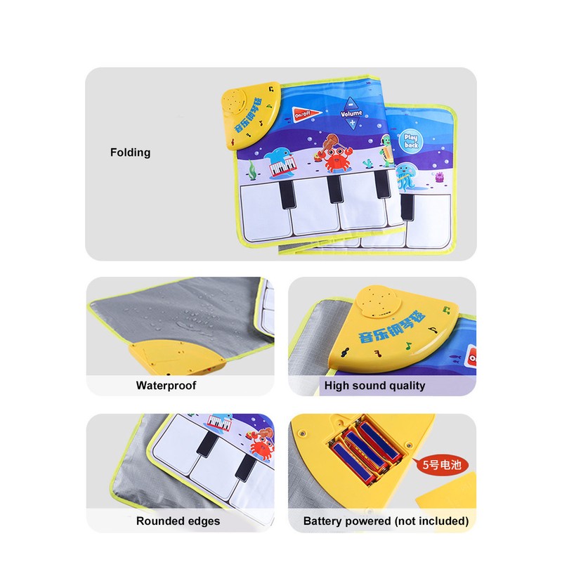 Kids Piano Mat Collapsible Soft Cloth Lighting Musical Dance Floor