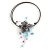 Avalaya Light Blue Shell Flower with Multicoloured Faux Pearl Bead