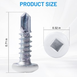 8 x 5/8" RV Square Head Screws White Self Tapping Screws for Cargo Trailer RV Interior and Exterior - 150 Pcs