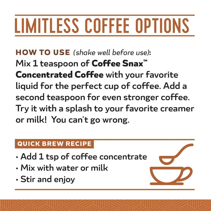 Coffee Snax Cold Brew Coffee Concentrate, Caramel Coffee Concentrate with