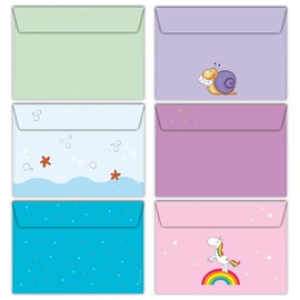 Envelopes Set with Cute Motifs - 30 Envelopes (6 Different Designs of 5 Pieces) for Children