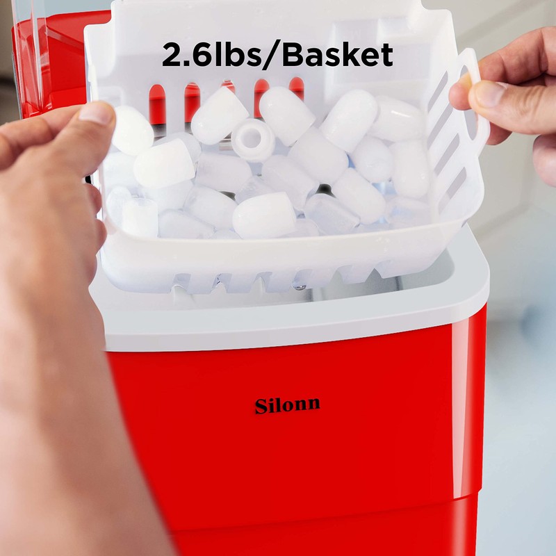 Silonn Ice Makers Countertop, 9 Cubes Ready in 6 Mins,