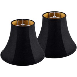 JERHOUS Black Bell Lamp Shades Set of 2 Medium LampShade 6.7``Top x 13``Bottom x 10``High(Spider) Traditional Lamp shades for Table & Bedside Lamp - Hand Crafted Shade Replacement