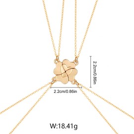 CULEO Women's Necklaces,Four Leaf Clover Patchwork Necklace Magnet Alloy Pendant Parent-Child Good Friends 4-Piece Combination Necklace (Gold)