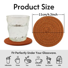 Coasters Set of 4 for Drinks, Cotton Woven 4 Colors Absorbent Boho Coasters for Home Decor Cups - Hot or Cold Drink Thickened (Khaki)