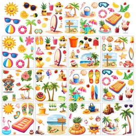 AHANDMAKER 12 Sheets Rub On Transfer Stickers, Summer Themed with Cartoon Dwarfs and Fruits Decoration Ideal for Home, Classroom, Crafts, Study Room, Bookstore, House Decor, 5.5 x 5.5 Inches