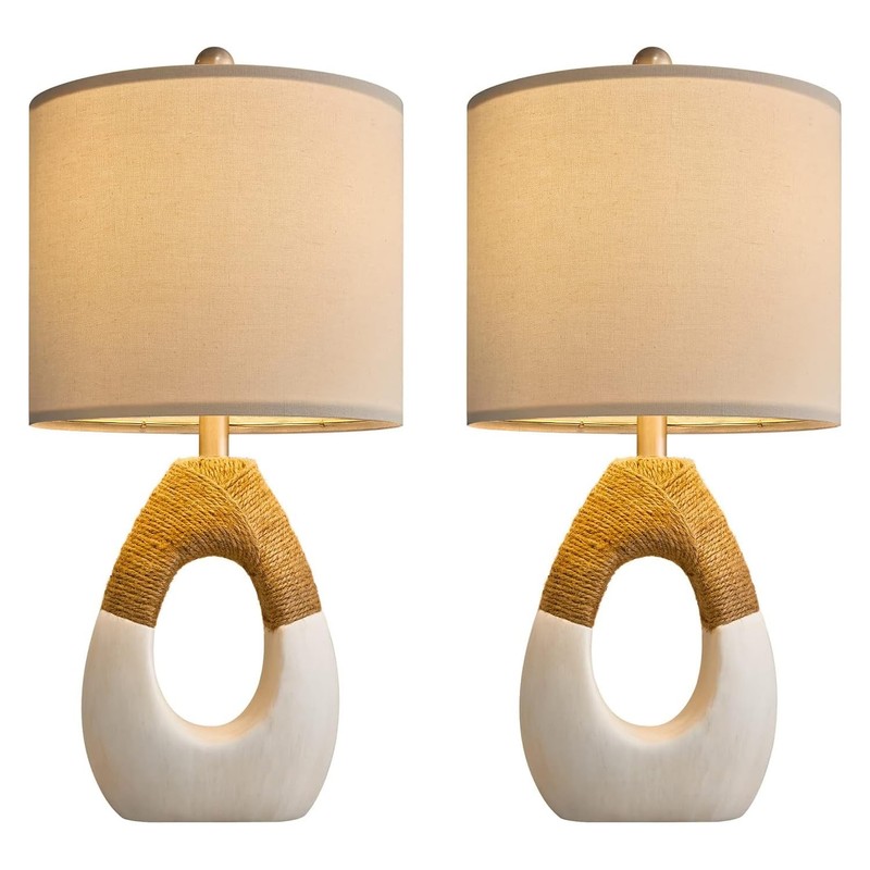 OYEARS Boho Table Lamps Bedroom Living Room Set 2 Small