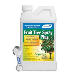 Monterey Fruit Tree Spray Plus for Control of Insects, Diseases, and Mites - Organic Gardening OMRI Listed, Contains Neem Oil and Pyrethrins, Bundled with Garden Measure Spoon - 32 oz