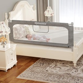 MHOMER Bed Rail for Toddlers Bed Rail Guard with Steady U-Shape Base Bed Rails for Queen, King, Full, Twin Size Bed for Toddlers,Baby, Kids (Grey,1 Piece, 54")