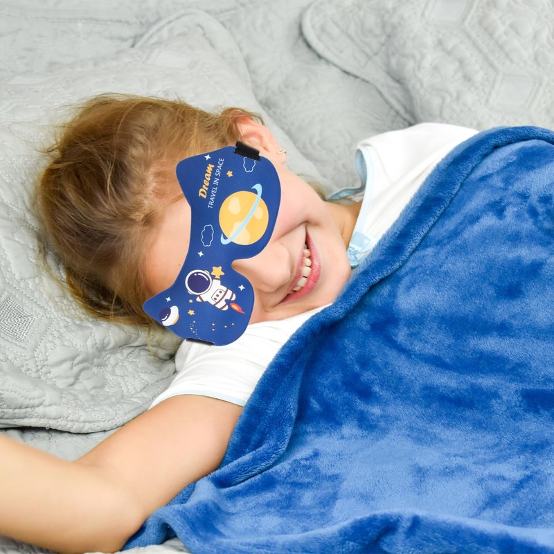 CHEERYMAGIC Kids Sleep Mask, Childrens Eye Mask with Space Designs,