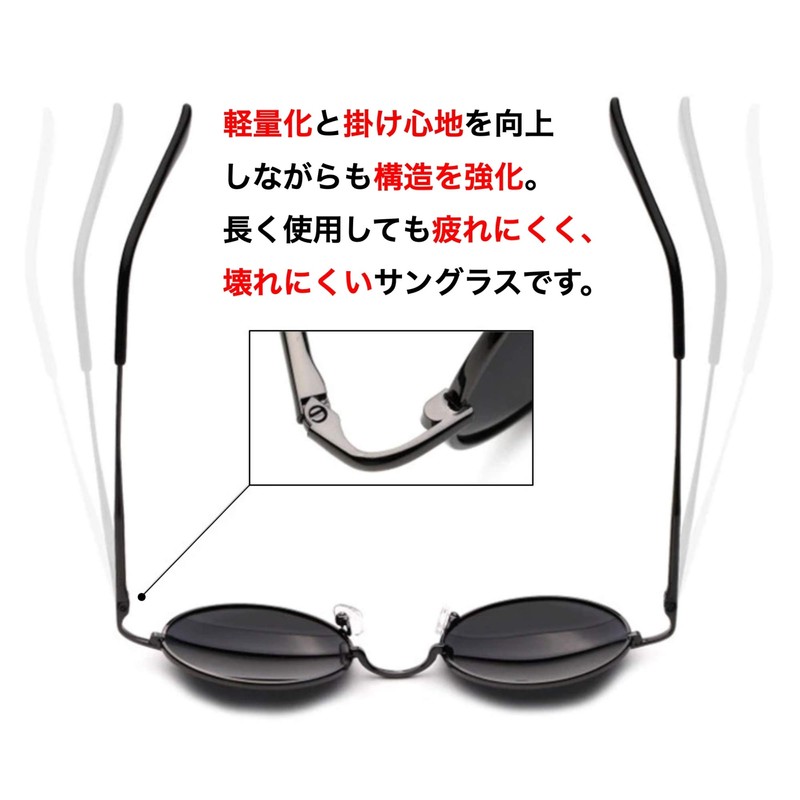 M2Ma Polarized Round Sunglasses for Men, Flat TAC Lens, Polarized