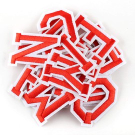 Letter Iron On Patches Sew On Appliques with Ironed Adhesive Red Embroidered Decorative Repair Patches for Shoes Hat Bag Clothing(26PCS Alphabet Letters Set)