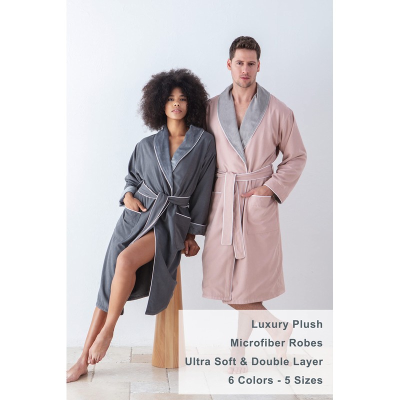SEYANTE Plush Lined Microfiber Unisex Warm Spa Robe - Luxury