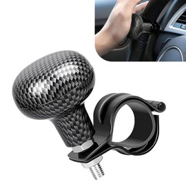 Prywog 1 PC Car Steering Wheel Rotary Knob, Adjustable Power Steering Ball, Carbon Fiber Black