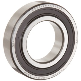SKF 6204 2RSJEM Light Series Deep Groove Ball Bearing, Deep Groove Design, ABEC 1 Precision, Double Sealed, Contact, Steel Cage, C3 Clearance, 20mm Bore, 47mm OD, 14mm Width, 1470.0 pounds Static Load Capacity, 2860.00 pounds Dynamic Load Capacity