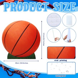 Chunful Red Basketball 3.3 ft Cardboard Cutout Stand up Life Size Sports Theme Party Decoration Balls Party Photo Props Backdrops for Game Day Baby Shower Birthday Parties Supplies