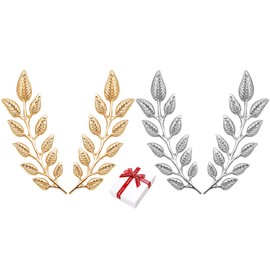 Nifocc 2 Pairs Leaf Motif Brooch Tree Leaf Brooches Pins Vintage Brooch Pins for Men Women Dress Clothes Sweater Coat Hats Decorative - Gold Silver