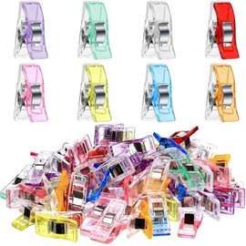 Sewing Clips, 100-Pack Multipurpose Fabric Clips, Assorted Colours for Crafting