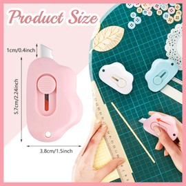 BOSMIOW 12 Pieces Cloud Shaped Mini Utility Knife,Retractable Box Cutter,Portable Letter Opener,Pocket Knives with Keychain Hole,Colorful Mini Art Cutter for DIY Crafts,3 Colors